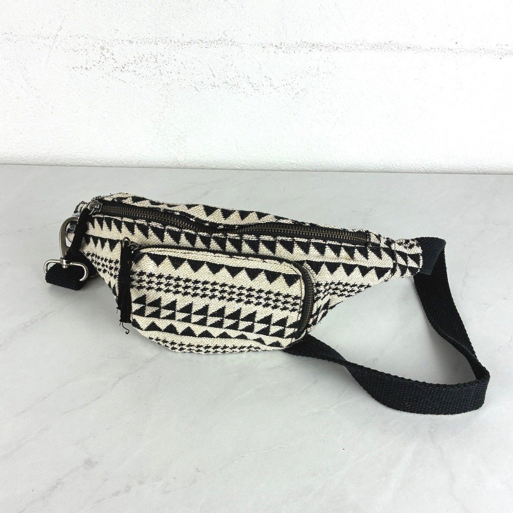 American Eagle Black White Crossbody - OS - Geometric Woven Boho Festival Bag